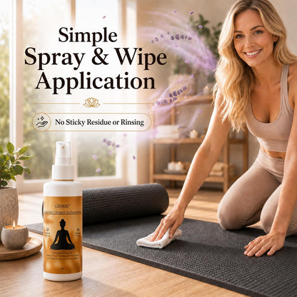 Yoga Mat Cleaner & Deodorizer Spray – Lavender Essential Oil Formula for Yoga Mats, Pilates Reformers & Gym Equipment – Natural No-Residue Workout Mat Cleaner, Non-Toxic Daily Cleaning Spray (32 oz)