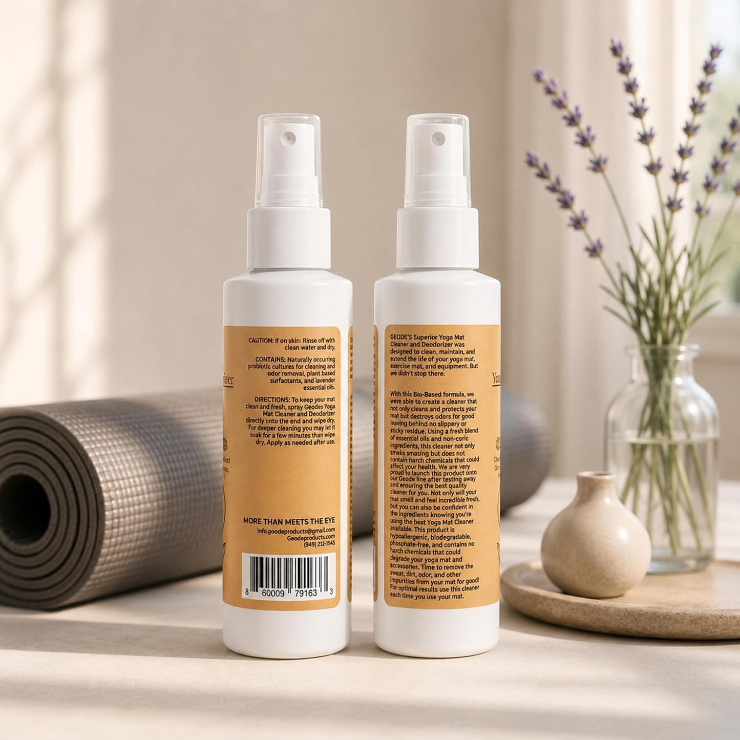 Yoga Mat Cleaner & Deodorizer Spray – Lavender Essential Oil Formula for Yoga Mats, Pilates Reformers & Gym Equipment – Natural No-Residue Workout Mat Cleaner, Non-Toxic Daily Cleaning Spray (32 oz)