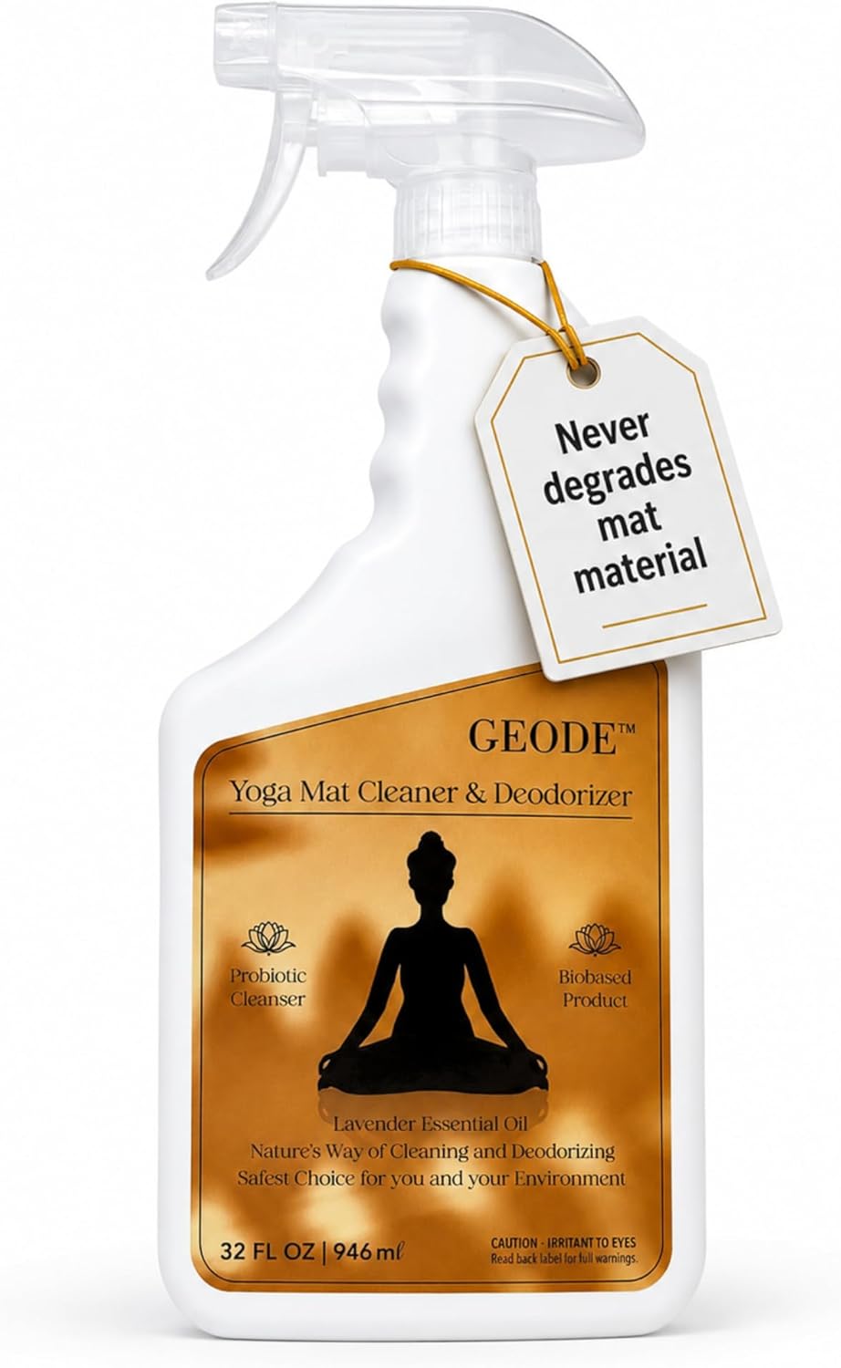Yoga Mat Cleaner & Deodorizer Spray – Lavender Essential Oil Formula for Yoga Mats, Pilates Reformers & Gym Equipment – Natural No-Residue Workout Mat Cleaner, Non-Toxic Daily Cleaning Spray (32 oz)