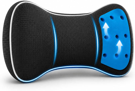 Infused-Gel Car Neck Pillow with Airflow Memory Foam, Headrest Support Cushion for Driving, Universal - Fits Any Vehicle, Including SUVs and Trucks, Washable Cover, Black…