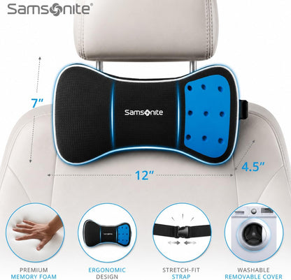 Infused-Gel Car Neck Pillow with Airflow Memory Foam, Headrest Support Cushion for Driving, Universal - Fits Any Vehicle, Including SUVs and Trucks, Washable Cover, Black…