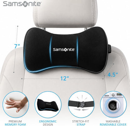 Infused-Gel Car Neck Pillow with Airflow Memory Foam, Headrest Support Cushion for Driving, Universal - Fits Any Vehicle, Including SUVs and Trucks, Washable Cover, Black…