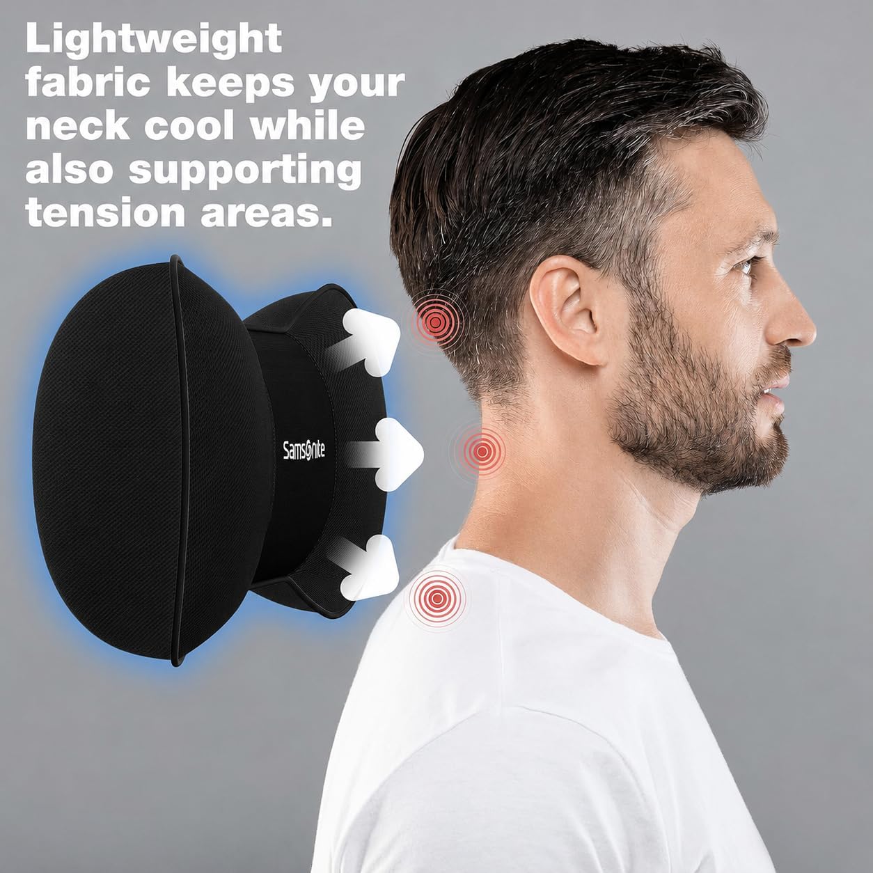 Infused-Gel Car Neck Pillow with Airflow Memory Foam, Headrest Support Cushion for Driving, Universal - Fits Any Vehicle, Including SUVs and Trucks, Washable Cover, Black…