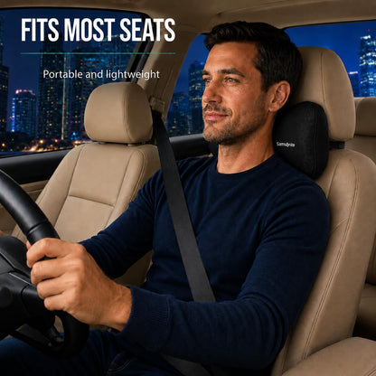 Infused-Gel Car Neck Pillow with Airflow Memory Foam, Headrest Support Cushion for Driving, Universal - Fits Any Vehicle, Including SUVs and Trucks, Washable Cover, Black…