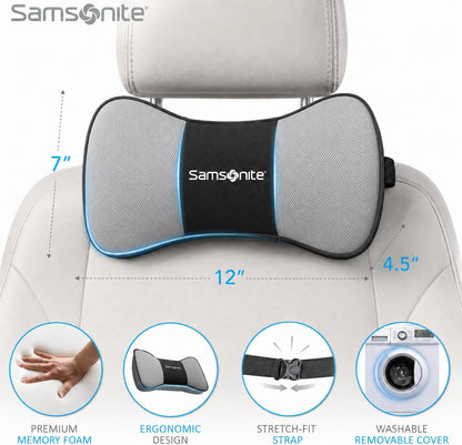 Infused-Gel Car Neck Pillow with Airflow Memory Foam, Headrest Support Cushion for Driving, Universal - Fits Any Vehicle, Including SUVs and Trucks, Washable Cover, Black…