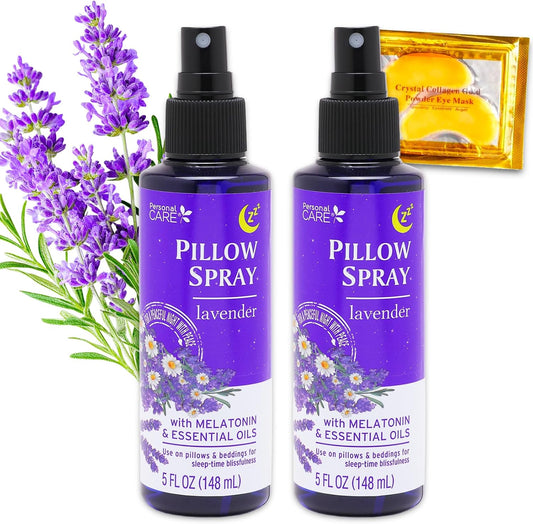 Lavender Pillow Spray for Aromatherapy- Bundle with 2 Lavender Pillow Spray Bottles with Essential Oils Plus Eye Mask | Essential Oil Sleep Time Bedding Mists
