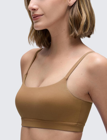 Butterluxe Scoop Neck Sports Bras | Light Support, Removable Pads, Yoga, Extremely Soft, U Back, Adjustable Spaghetti Straps, for Women
