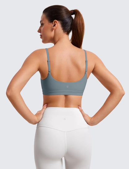 Butterluxe Scoop Neck Sports Bras | Light Support, Removable Pads, Yoga, Extremely Soft, U Back, Adjustable Spaghetti Straps, for Women
