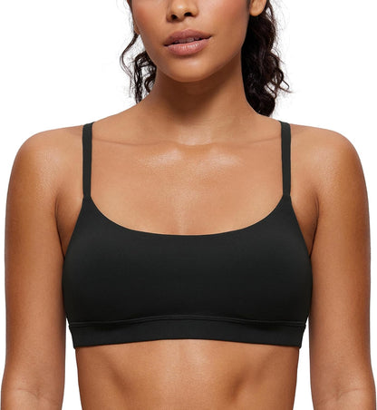 Butterluxe Scoop Neck Sports Bras | Light Support, Removable Pads, Yoga, Extremely Soft, U Back, Adjustable Spaghetti Straps, for Women