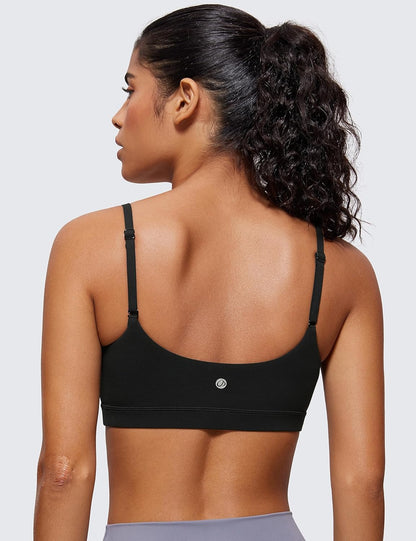 Butterluxe Scoop Neck Sports Bras | Light Support, Removable Pads, Yoga, Extremely Soft, U Back, Adjustable Spaghetti Straps, for Women