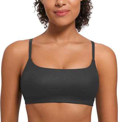 Butterluxe Scoop Neck Sports Bras | Light Support, Removable Pads, Yoga, Extremely Soft, U Back, Adjustable Spaghetti Straps, for Women