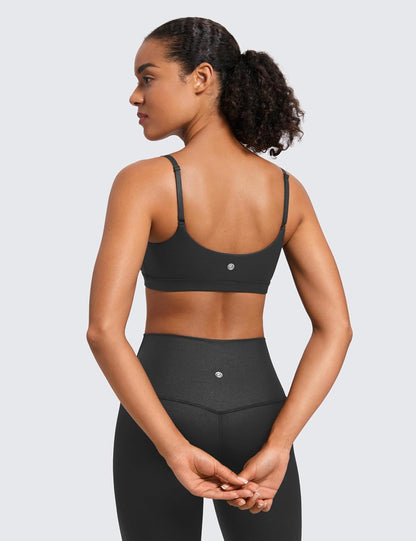 Butterluxe Scoop Neck Sports Bras | Light Support, Removable Pads, Yoga, Extremely Soft, U Back, Adjustable Spaghetti Straps, for Women