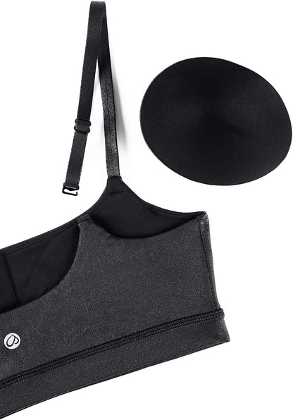 Butterluxe Scoop Neck Sports Bras | Light Support, Removable Pads, Yoga, Extremely Soft, U Back, Adjustable Spaghetti Straps, for Women