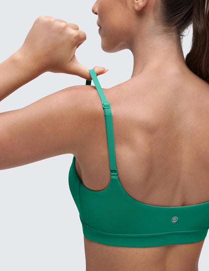 Butterluxe Scoop Neck Sports Bras | Light Support, Removable Pads, Yoga, Extremely Soft, U Back, Adjustable Spaghetti Straps, for Women