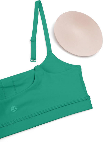 Butterluxe Scoop Neck Sports Bras | Light Support, Removable Pads, Yoga, Extremely Soft, U Back, Adjustable Spaghetti Straps, for Women