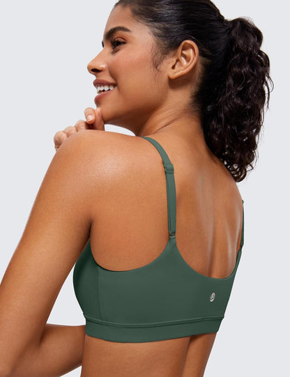 Butterluxe Scoop Neck Sports Bras | Light Support, Removable Pads, Yoga, Extremely Soft, U Back, Adjustable Spaghetti Straps, for Women