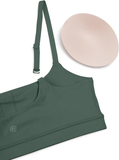 Butterluxe Scoop Neck Sports Bras | Light Support, Removable Pads, Yoga, Extremely Soft, U Back, Adjustable Spaghetti Straps, for Women