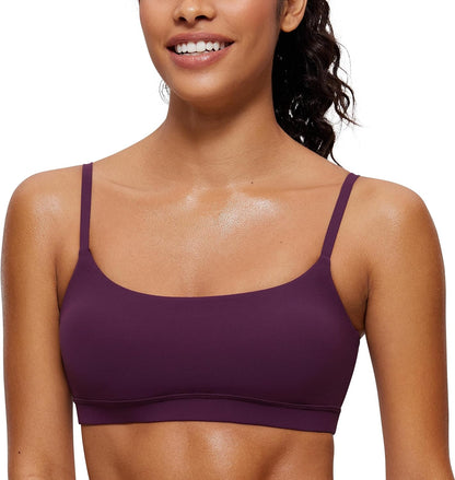 Butterluxe Scoop Neck Sports Bras | Light Support, Removable Pads, Yoga, Extremely Soft, U Back, Adjustable Spaghetti Straps, for Women