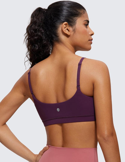 Butterluxe Scoop Neck Sports Bras | Light Support, Removable Pads, Yoga, Extremely Soft, U Back, Adjustable Spaghetti Straps, for Women