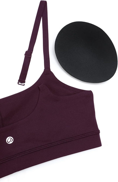 Butterluxe Scoop Neck Sports Bras | Light Support, Removable Pads, Yoga, Extremely Soft, U Back, Adjustable Spaghetti Straps, for Women