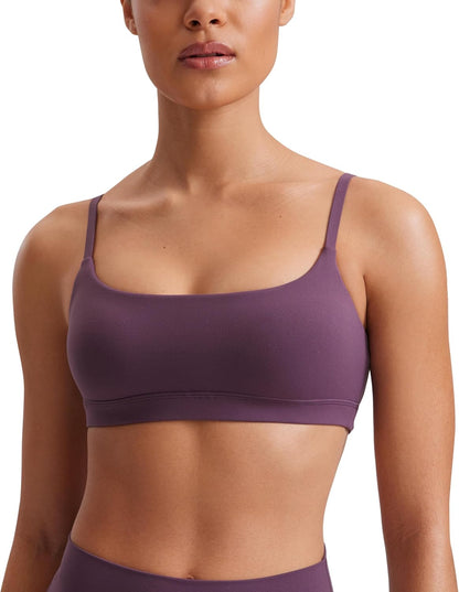 Butterluxe Scoop Neck Sports Bras | Light Support, Removable Pads, Yoga, Extremely Soft, U Back, Adjustable Spaghetti Straps, for Women