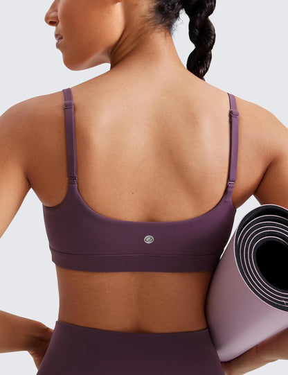 Butterluxe Scoop Neck Sports Bras | Light Support, Removable Pads, Yoga, Extremely Soft, U Back, Adjustable Spaghetti Straps, for Women