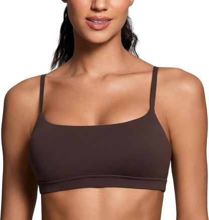 Butterluxe Scoop Neck Sports Bras | Light Support, Removable Pads, Yoga, Extremely Soft, U Back, Adjustable Spaghetti Straps, for Women