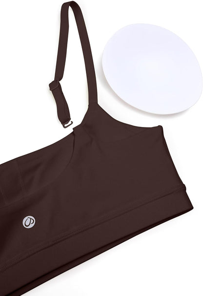 Butterluxe Scoop Neck Sports Bras | Light Support, Removable Pads, Yoga, Extremely Soft, U Back, Adjustable Spaghetti Straps, for Women