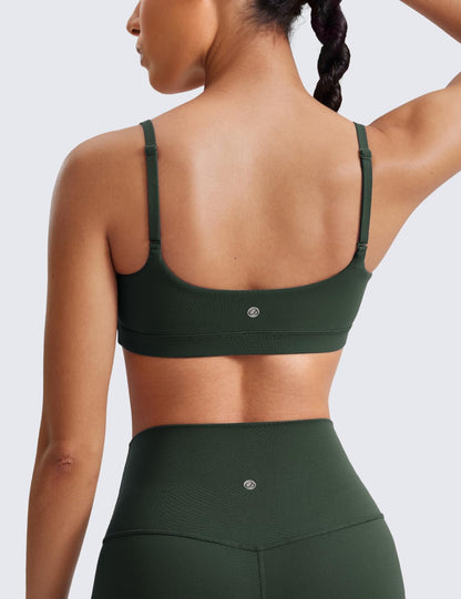 Butterluxe Scoop Neck Sports Bras | Light Support, Removable Pads, Yoga, Extremely Soft, U Back, Adjustable Spaghetti Straps, for Women