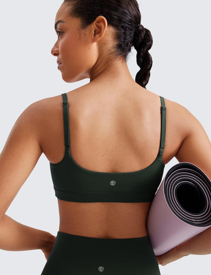 Butterluxe Scoop Neck Sports Bras | Light Support, Removable Pads, Yoga, Extremely Soft, U Back, Adjustable Spaghetti Straps, for Women