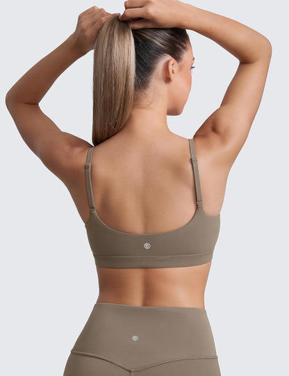 Butterluxe Scoop Neck Sports Bras | Light Support, Removable Pads, Yoga, Extremely Soft, U Back, Adjustable Spaghetti Straps, for Women