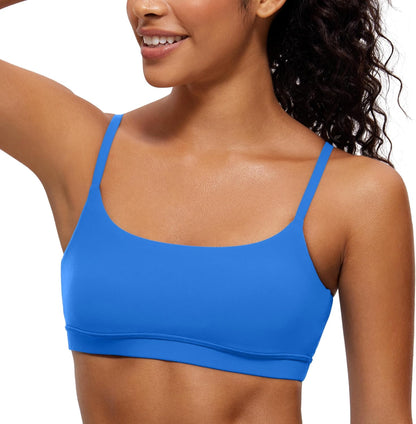 Butterluxe Scoop Neck Sports Bras | Light Support, Removable Pads, Yoga, Extremely Soft, U Back, Adjustable Spaghetti Straps, for Women
