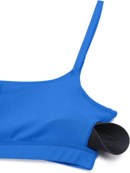 Butterluxe Scoop Neck Sports Bras | Light Support, Removable Pads, Yoga, Extremely Soft, U Back, Adjustable Spaghetti Straps, for Women