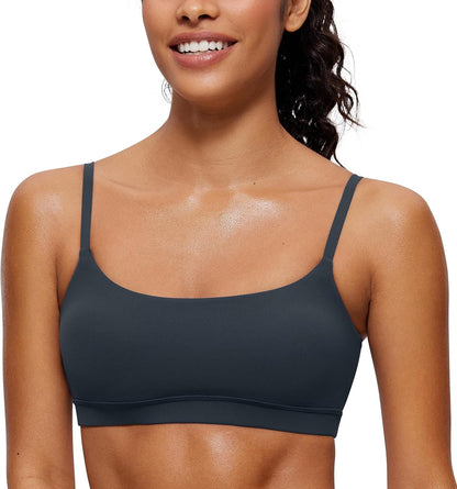 Butterluxe Scoop Neck Sports Bras | Light Support, Removable Pads, Yoga, Extremely Soft, U Back, Adjustable Spaghetti Straps, for Women