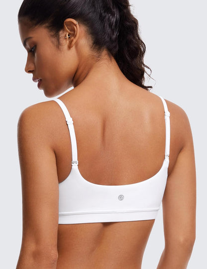 Butterluxe Scoop Neck Sports Bras | Light Support, Removable Pads, Yoga, Extremely Soft, U Back, Adjustable Spaghetti Straps, for Women