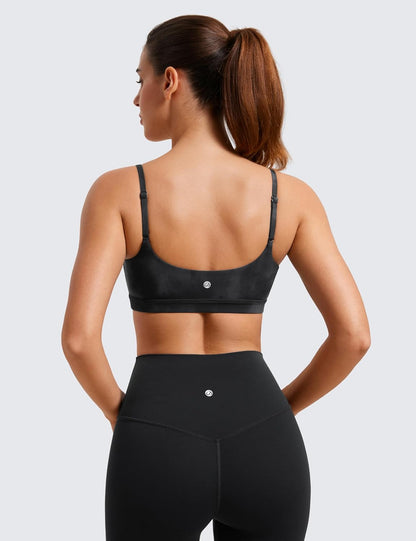 Butterluxe Scoop Neck Sports Bras | Light Support, Removable Pads, Yoga, Extremely Soft, U Back, Adjustable Spaghetti Straps, for Women