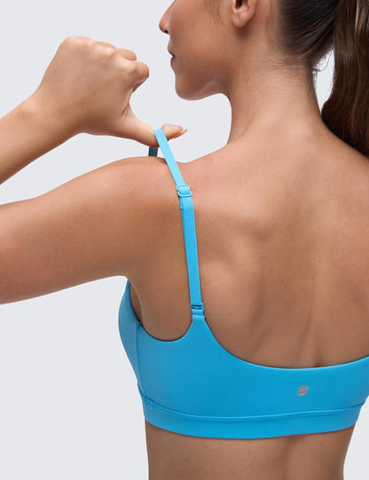 Butterluxe Scoop Neck Sports Bras | Light Support, Removable Pads, Yoga, Extremely Soft, U Back, Adjustable Spaghetti Straps, for Women