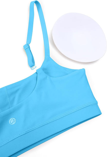 Butterluxe Scoop Neck Sports Bras | Light Support, Removable Pads, Yoga, Extremely Soft, U Back, Adjustable Spaghetti Straps, for Women