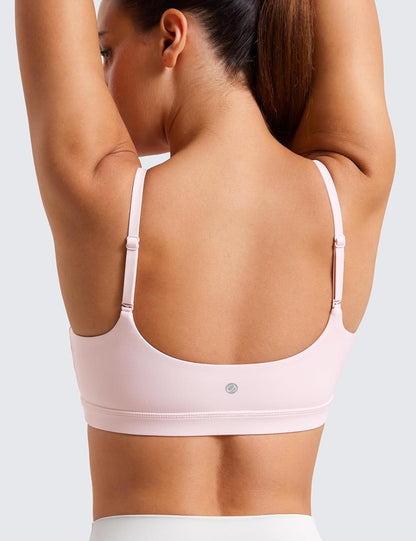 Butterluxe Scoop Neck Sports Bras | Light Support, Removable Pads, Yoga, Extremely Soft, U Back, Adjustable Spaghetti Straps, for Women