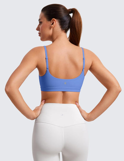 Butterluxe Scoop Neck Sports Bras | Light Support, Removable Pads, Yoga, Extremely Soft, U Back, Adjustable Spaghetti Straps, for Women