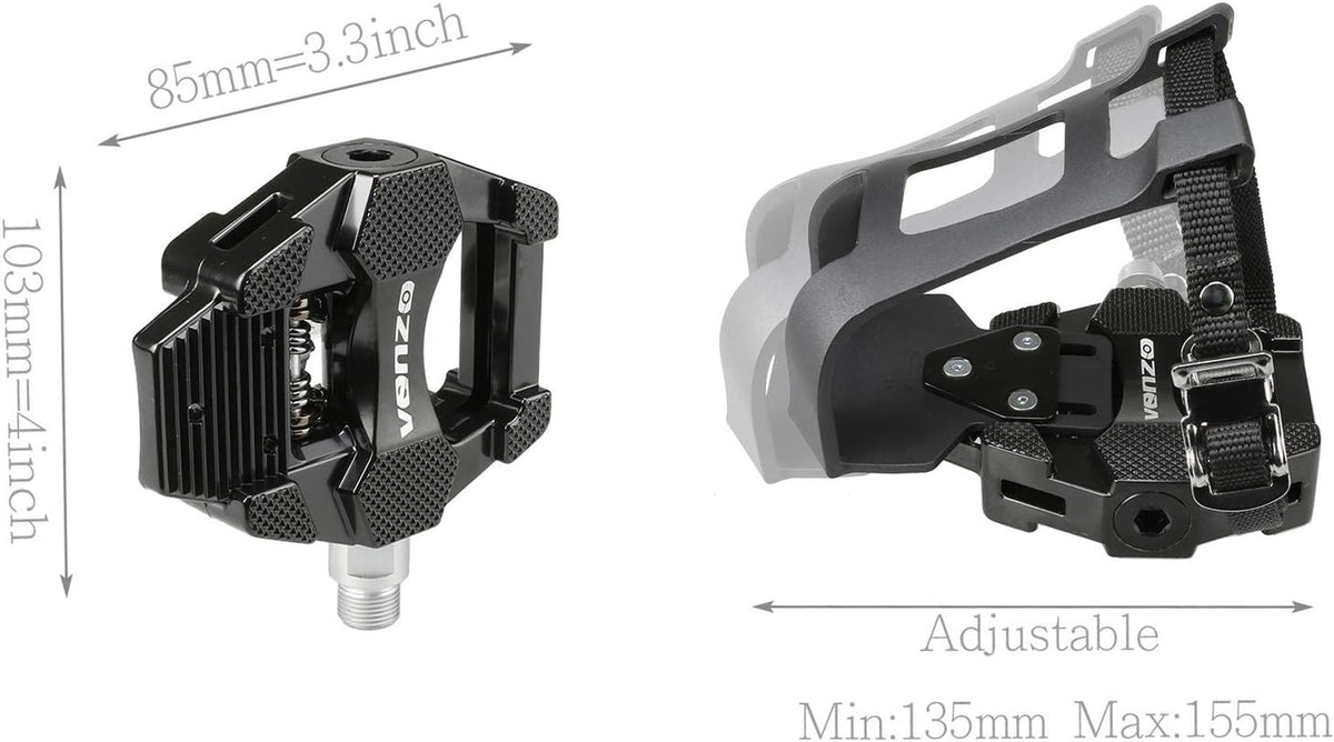 Bike Toe Clips Cages & Pedals - Compatible with Shimano SPD - Fixed or Adjustable Bicycle Toe Clips & Cleats for Fitness Indoor Exercise Bikes