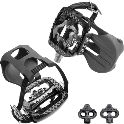 Bike Toe Clips Cages & Pedals - Compatible with Shimano SPD - Fixed or Adjustable Bicycle Toe Clips & Cleats for Fitness Indoor Exercise Bikes