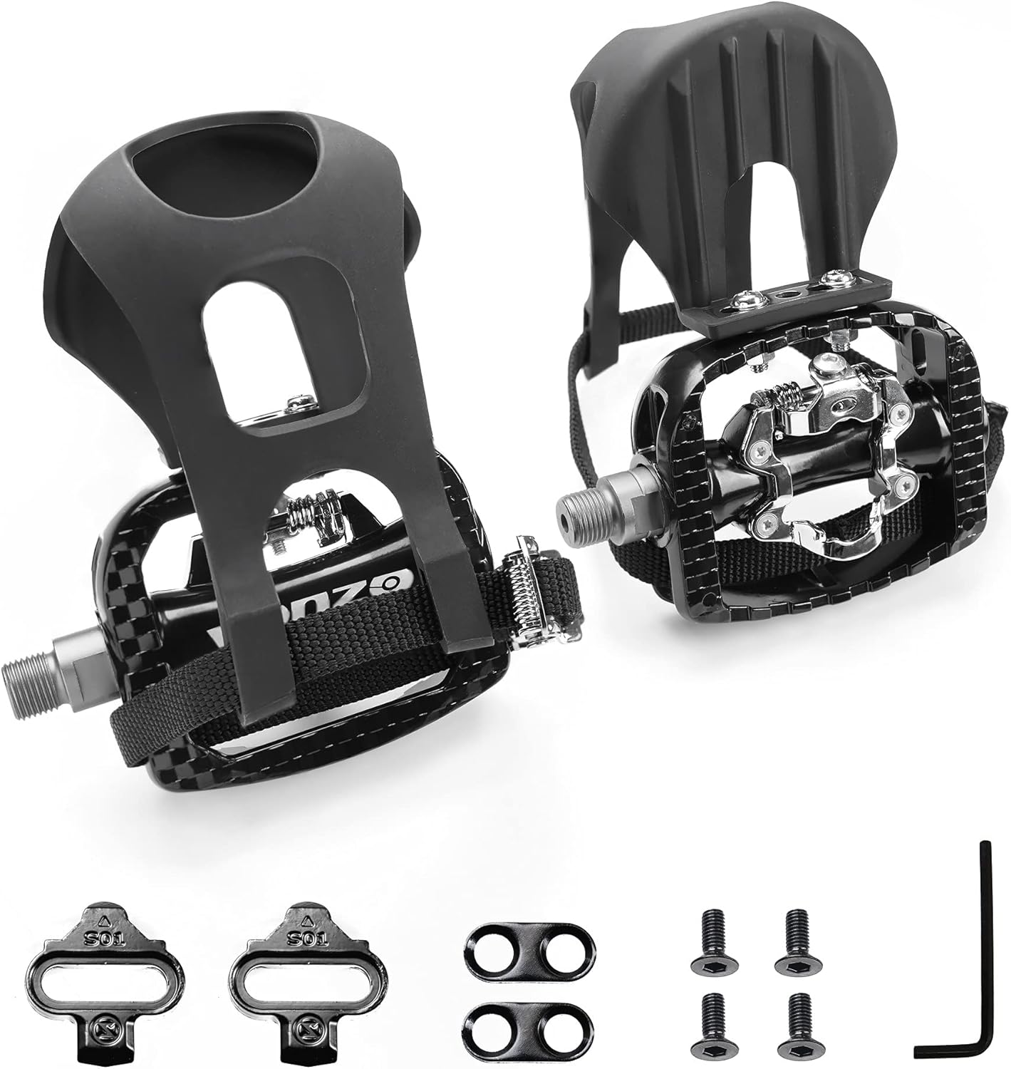 Bike Toe Clips Cages & Pedals - Compatible with Shimano SPD - Fixed or Adjustable Bicycle Toe Clips & Cleats for Fitness Indoor Exercise Bikes