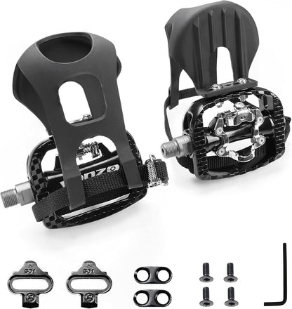 Bike Toe Clips Cages & Pedals - Compatible with Shimano SPD - Fixed or Adjustable Bicycle Toe Clips & Cleats for Fitness Indoor Exercise Bikes