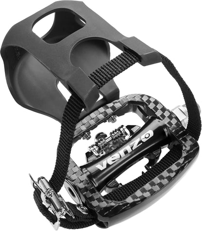 Bike Toe Clips Cages & Pedals - Compatible with Shimano SPD - Fixed or Adjustable Bicycle Toe Clips & Cleats for Fitness Indoor Exercise Bikes