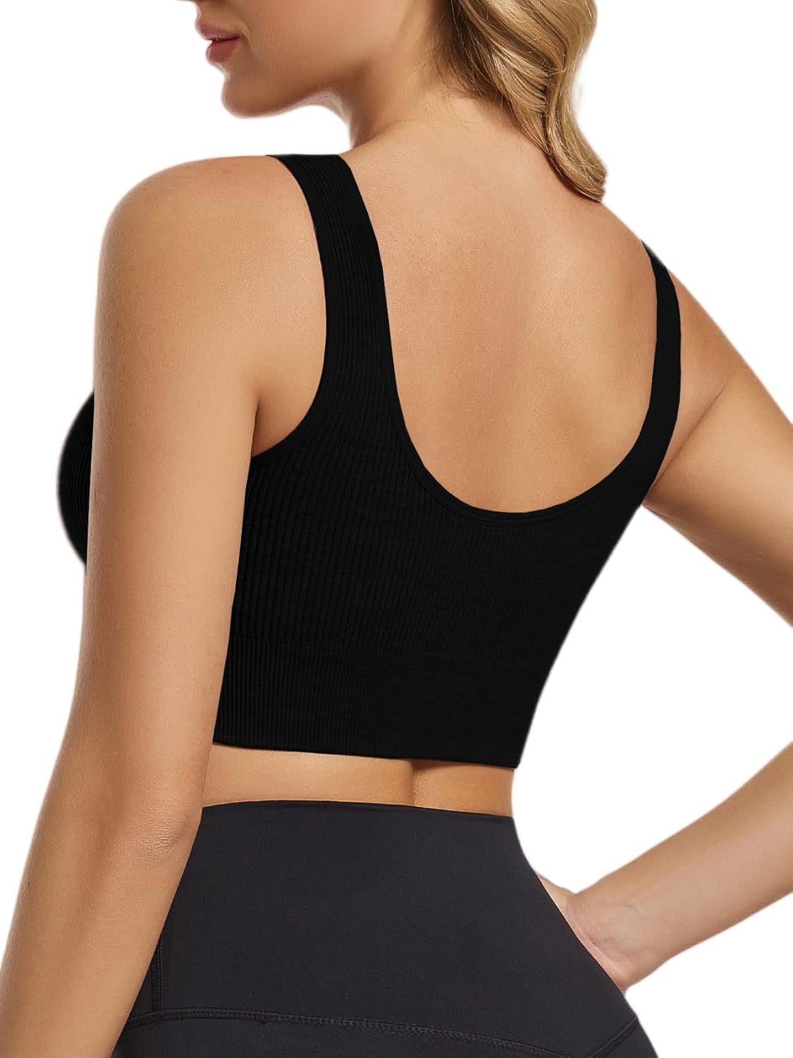 Seamless Sports Bras for Women Pack of 3 Ribbed Sports Bra Workout Tops Cropped Tank Top Comfort Padded Yoga