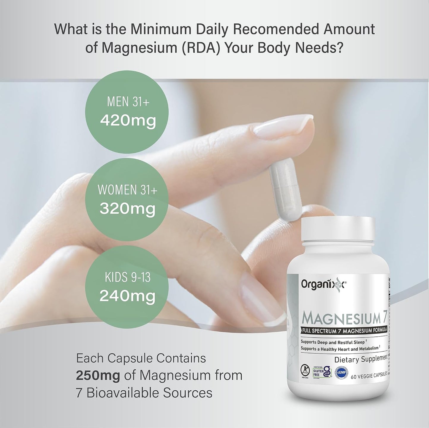 Magnesium 7 Complex, Sleep & Muscle Support, 60 Caps