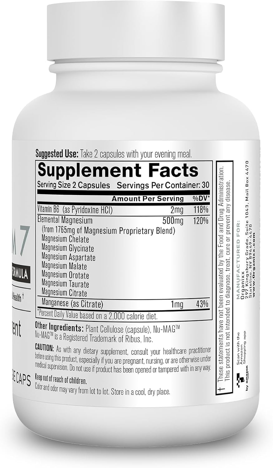 Magnesium 7 Complex, Sleep & Muscle Support, 60 Caps