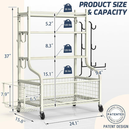 Dumbbell Rack, Weight Rack for Dumbbells, Home Gym Storage for Dumbbells Kettlebells Yoga Mat and Balls, All in One Workout Storage with Wheels and Hooks, Powder Coated Finish Steel