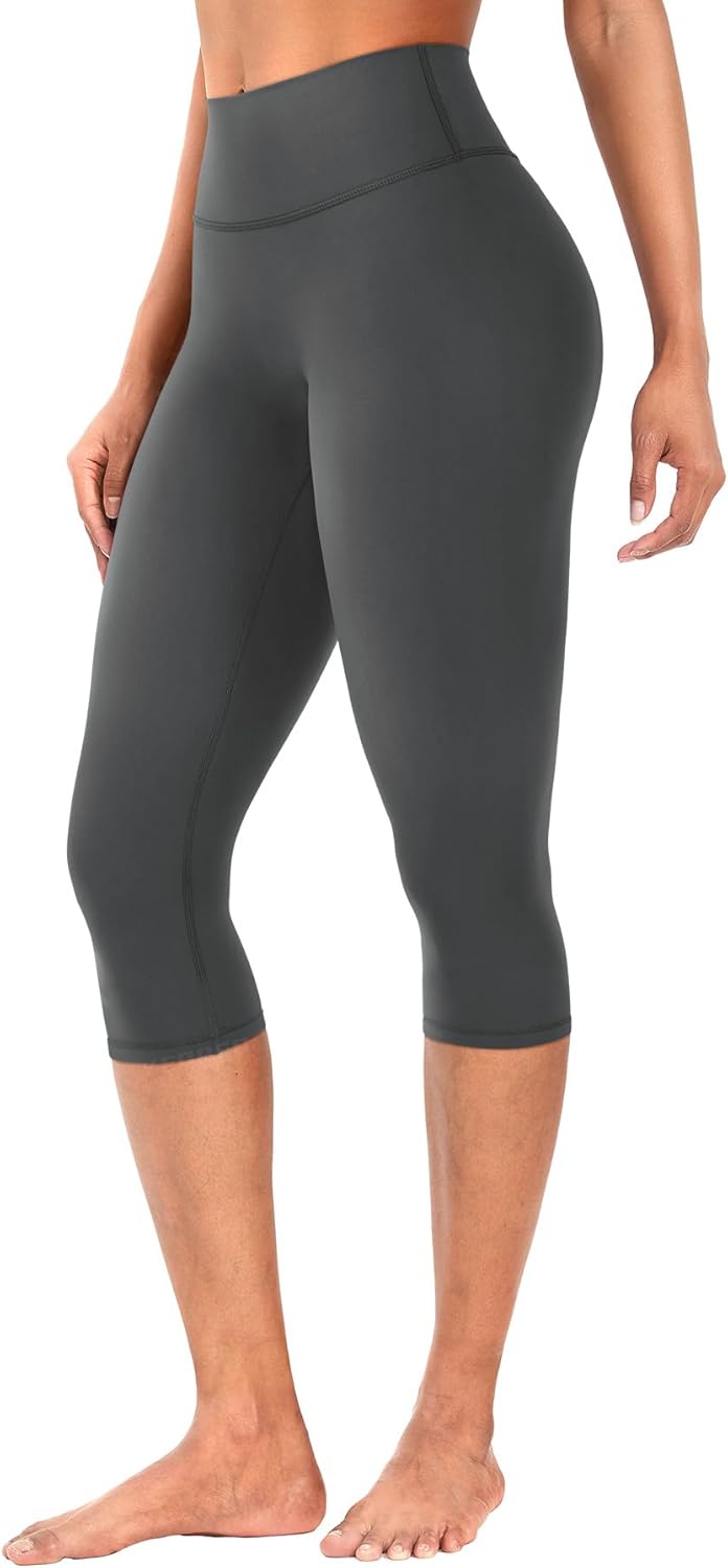 Ease Womens Workout Capri Leggings 17" No Front Seam High Waisted Hidden Scrunch Gym Yoga Pants